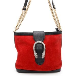 GUCCI Dionysus Medium Bucket Bag Suede Leather Red